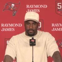 Lavonte David speaks with reporters about retirement and his career in Tampa Bay after the Bucs beat the Panthers in Week 18.